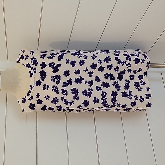 CAbi medium high low tunic blue and white contrasting patterns - Picture 2 of 6